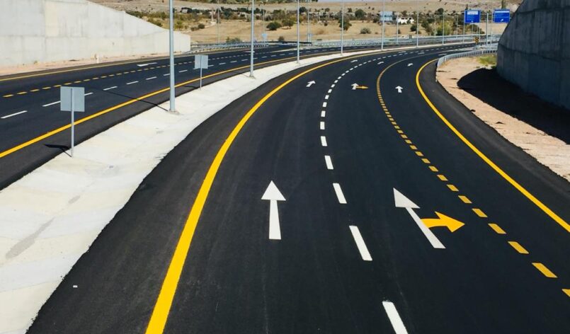 Professional highway markings for high-speed roadways and motorways.
